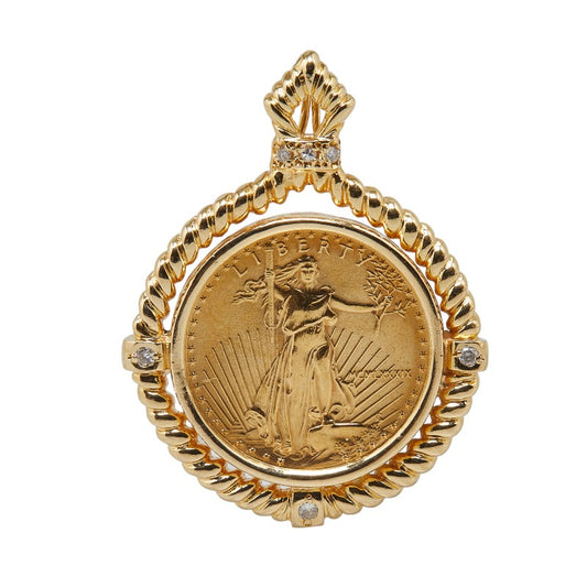 Yellow Gold Diamond Liberty Eagle Pendant