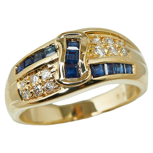 K18YG Yellow Gold Sapphire Diamond Ring