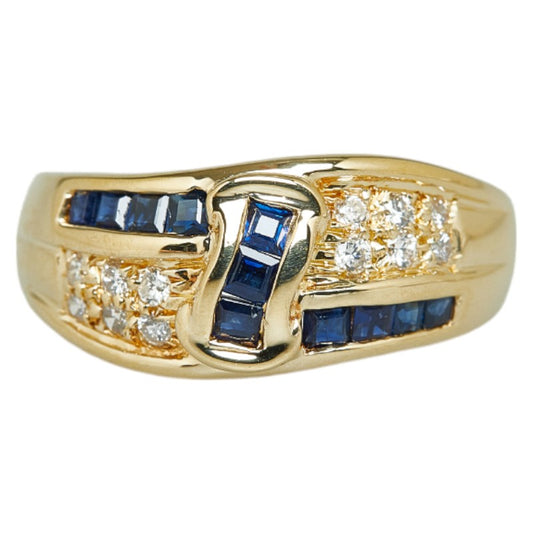 K18YG Yellow Gold Sapphire Diamond Ring