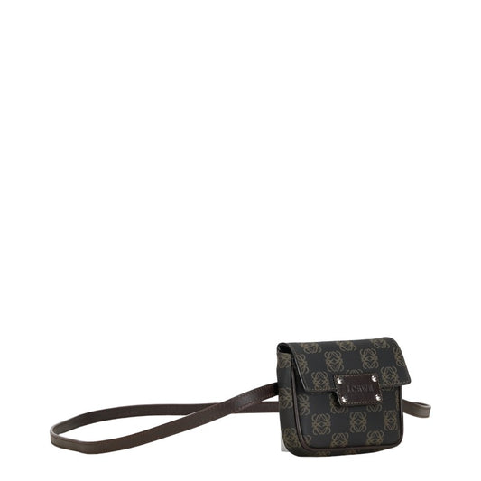 Loewe Anagram Mini Shoulder Bag Black Brown PVC Leather