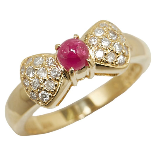 K18YG Yellow Gold Ruby Diamond Ring