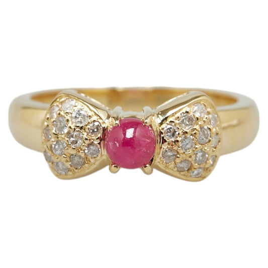 K18YG Yellow Gold Ruby Diamond Ring