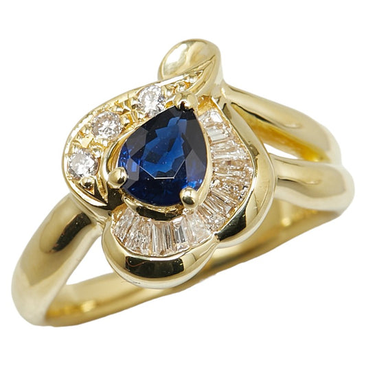 K18YG Yellow Gold Sapphire Diamond Ring