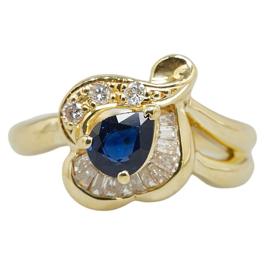 K18YG Yellow Gold Sapphire Diamond Ring