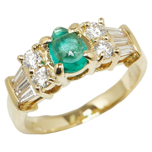 K18YG Emerald Diamond Ring 0.46ct 0.59ct