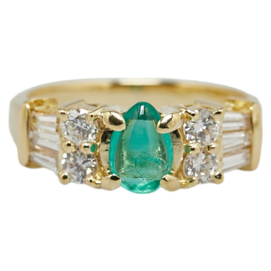 K18YG Emerald Diamond Ring 0.46ct 0.59ct