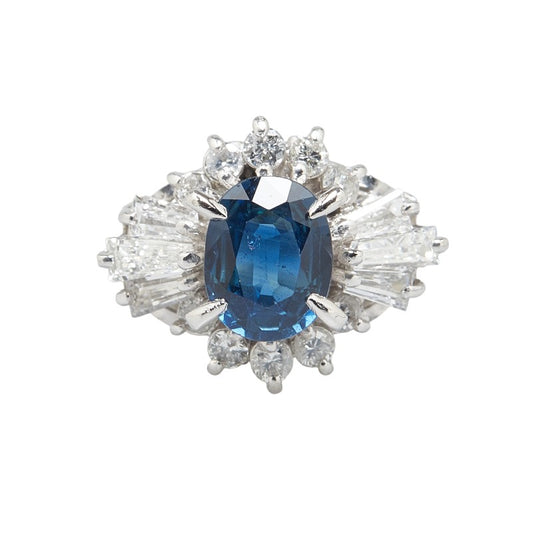 Pt900 Platinum Sapphire 1.03ct Diamond 0.54ct Ring