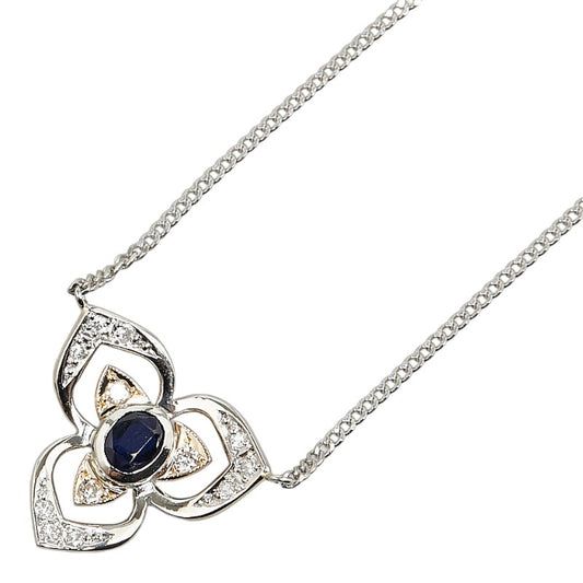 Platinum Yellow Gold Sapphire Diamond Pendant Necklace