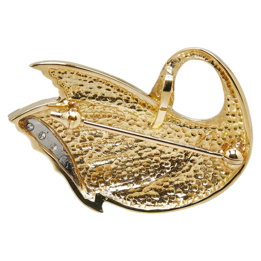 K18YG Yellow Gold Pt900 Platinum Diamond Swan Pendant Brooch