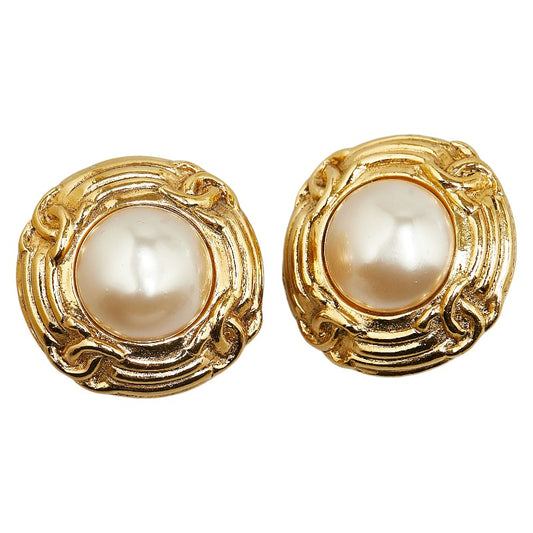 Chanel Vintage Coco Mark Pearl Earrings