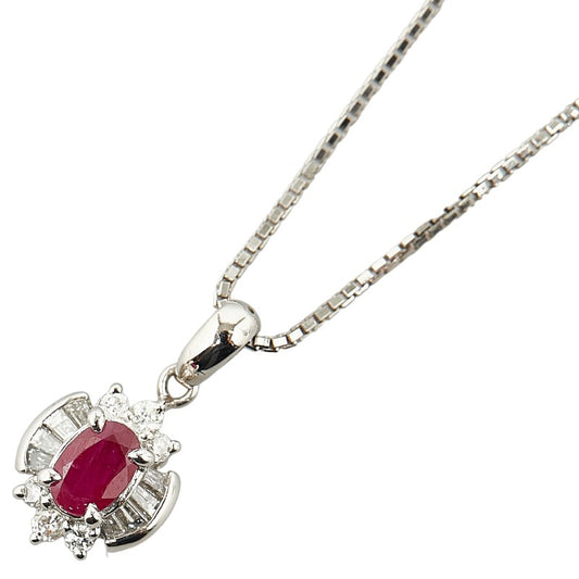 Platinum Pt850 Ruby Necklace