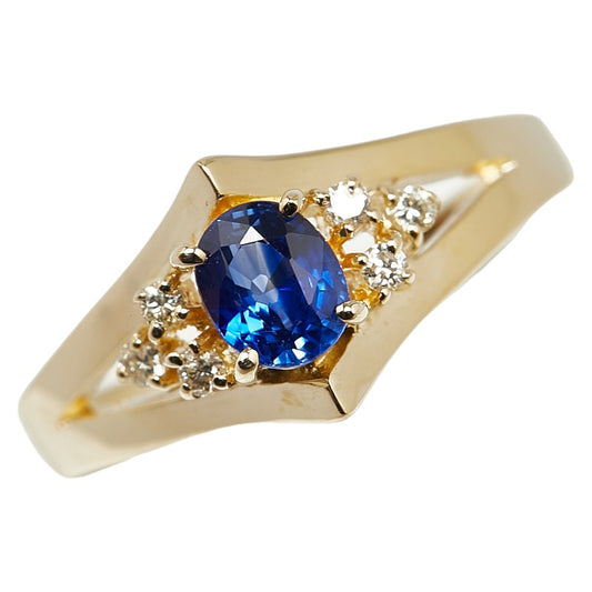 K14YG Yellow Gold Sapphire Ring