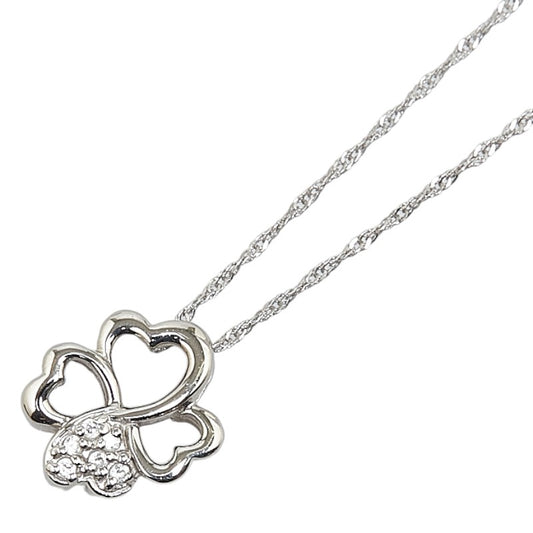 K18WG White Gold Clover Necklace