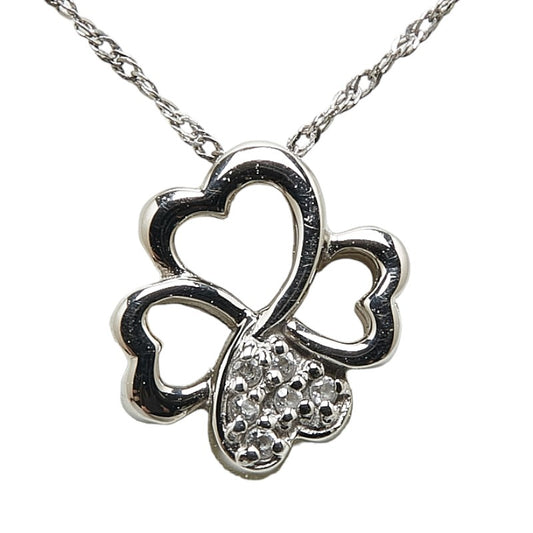 K18WG White Gold Clover Necklace