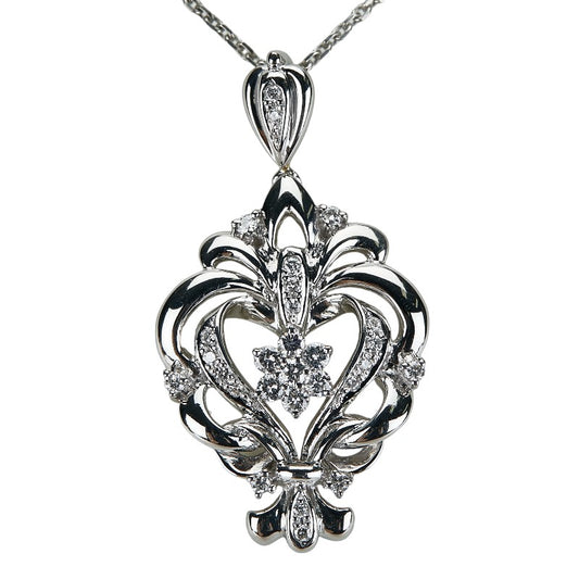 Platinum Pt900 Pt850 Diamond Pendant Necklace