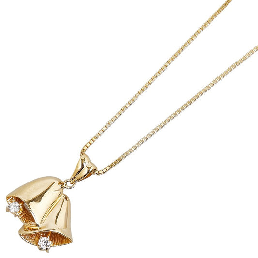 K18YG Yellow Gold Diamond Bell Necklace