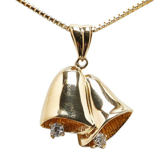 K18YG Yellow Gold Diamond Bell Necklace