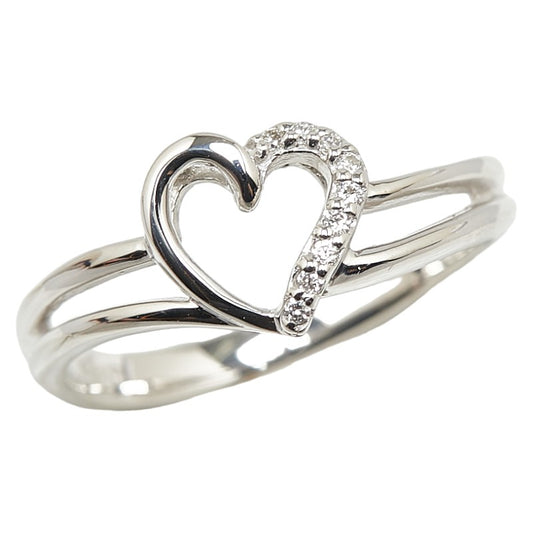 K18WG White Gold Heart Motif Ring