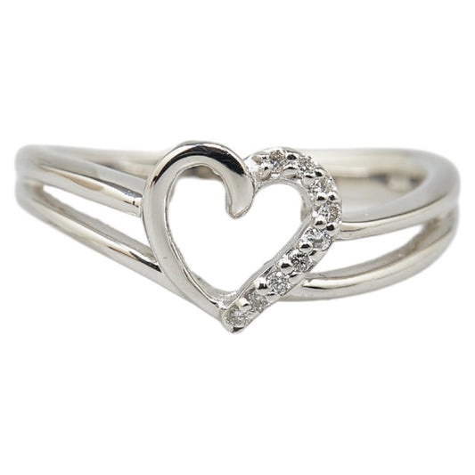 K18WG White Gold Heart Motif Ring