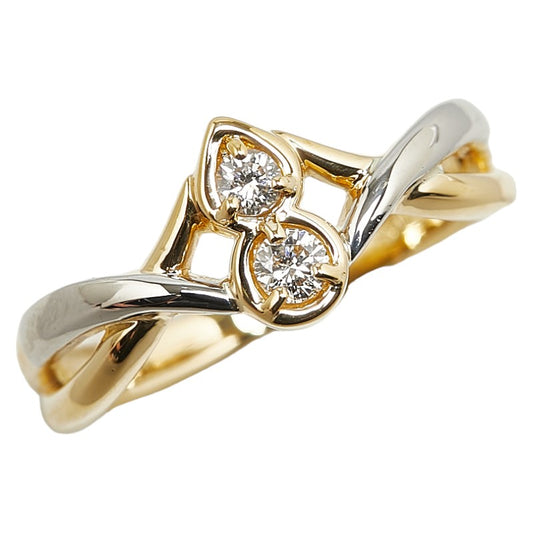 K18YG Yellow Gold Pt900 Platinum Diamond Ring