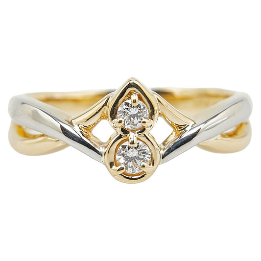 K18YG Yellow Gold Pt900 Platinum Diamond Ring