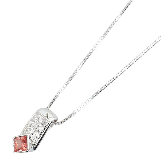 K18WG White Gold Orange Sapphire Pendant Necklace