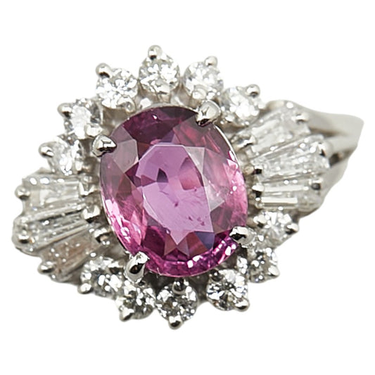 Pt900 Platinum Pink Sapphire 1.25ct Diamond 0.53ct Ring