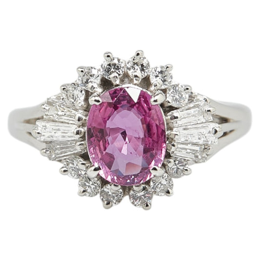 Pt900 Platinum Pink Sapphire 1.25ct Diamond 0.53ct Ring