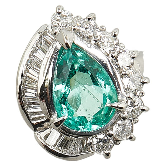 Pt900 Platinum Emerald 1.48ct Diamond 0.59ct Ring