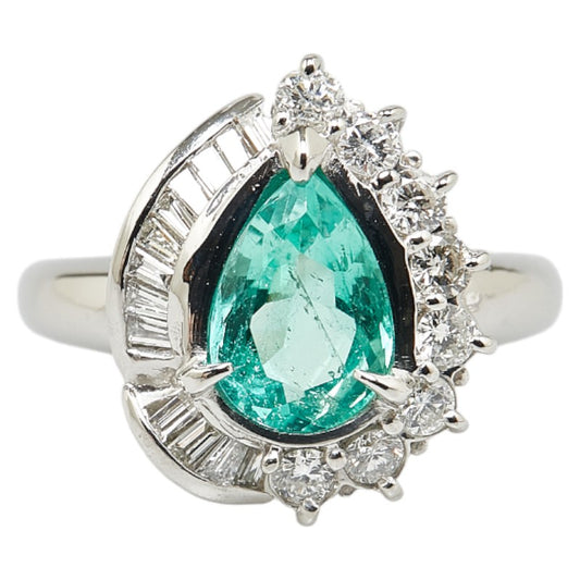 Pt900 Platinum Emerald 1.48ct Diamond 0.59ct Ring