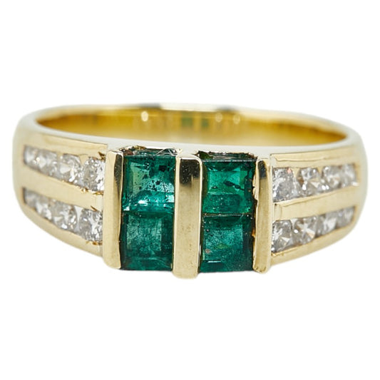 K18YG Yellow Gold Emerald Diamond Ring