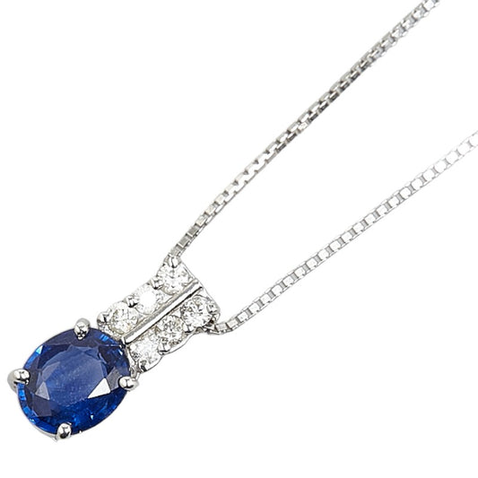 K18WG White Gold Sapphire Diamond Necklace