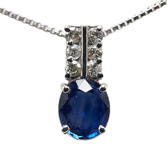 K18WG White Gold Sapphire Diamond Necklace