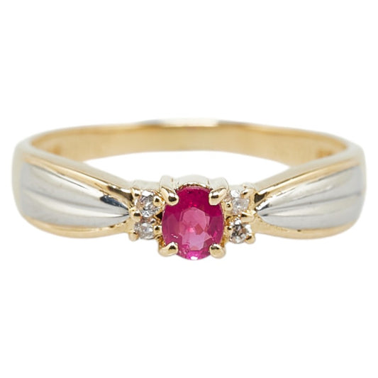 K18 Gold Pt900 Platinum Ruby Diamond Ring