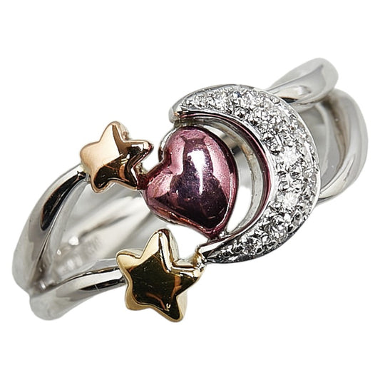 K18 Gold Diamond Heart Star Moon Ring