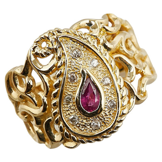 K18YG Yellow Gold Ruby Diamond Ring