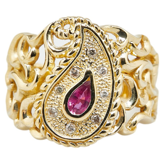 K18YG Yellow Gold Ruby Diamond Ring