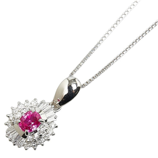 Platinum Pink Sapphire Diamond Necklace