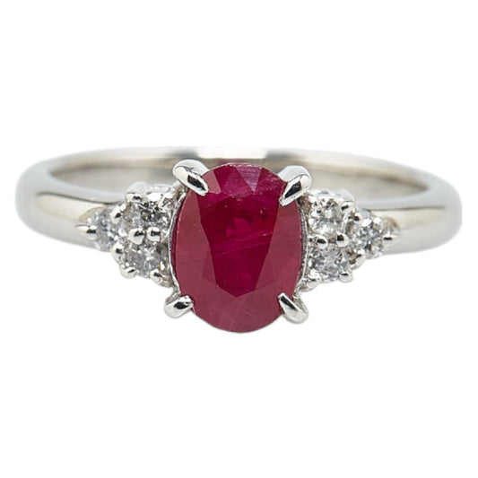 Pt900 Platinum Ruby 1.36ct Diamond 0.12ct Ring