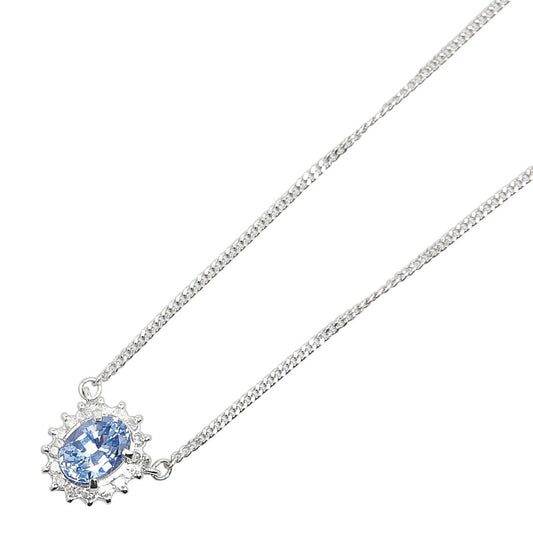 Platinum Sapphire 1.06ct Diamond 0.18ct Necklace