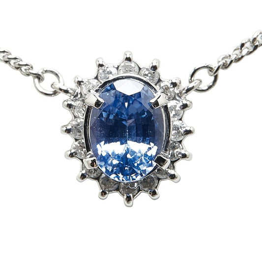 Platinum Sapphire 1.06ct Diamond 0.18ct Necklace