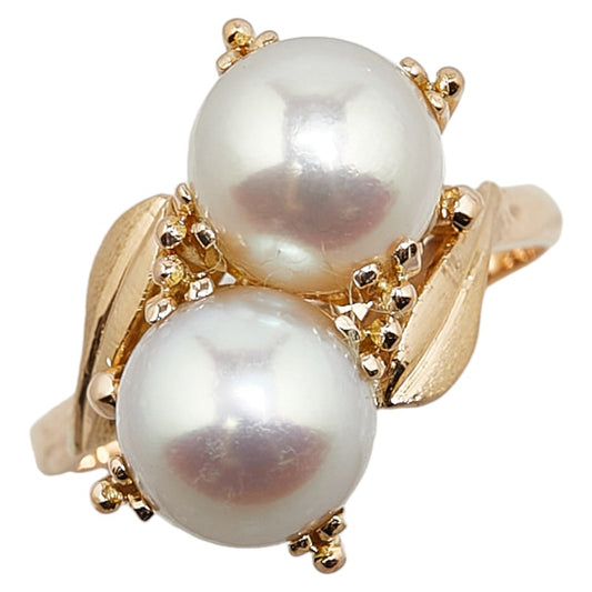 K18YG Yellow Gold Akoya Pearl Ring