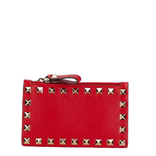 Valentino Rockstuds Leather Coin Card Case