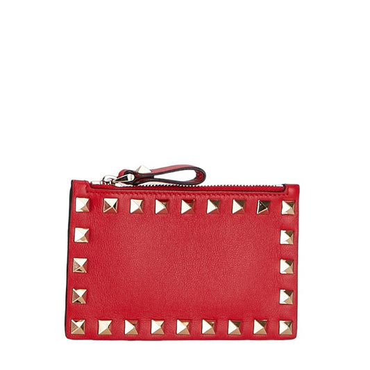 Valentino Rockstuds Leather Coin Card Case