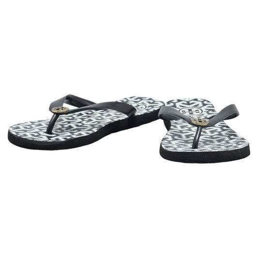 Tory Burch Logo Rubber Sandals Black White