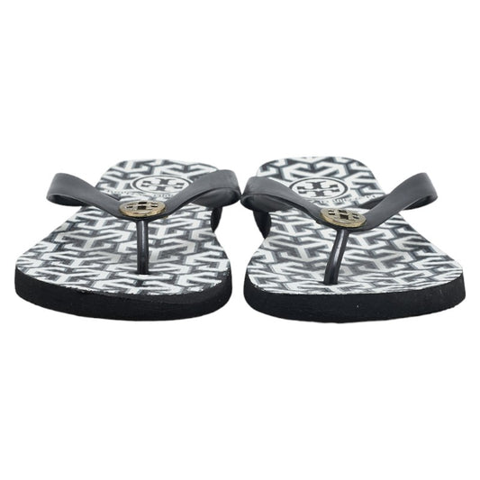 Tory Burch Logo Rubber Sandals Black White