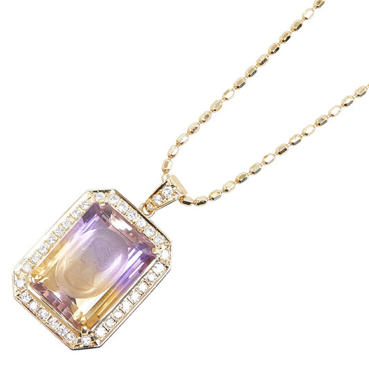 Tasaki K18YG Gold Ametrine Diamond Cameo Necklace