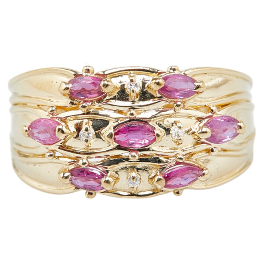 K18YG Yellow Gold Ruby Diamond Ring