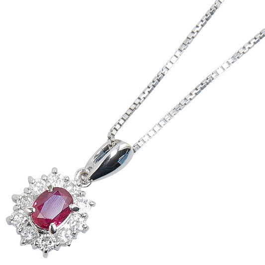 Platinum Ruby 0.59ct Diamond 0.32ct Necklace