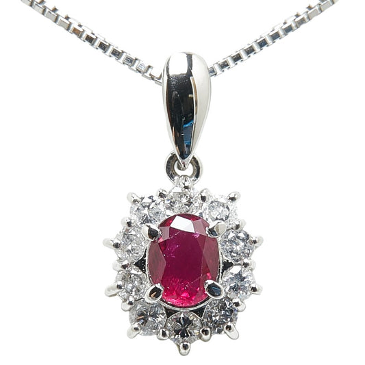 Platinum Ruby 0.59ct Diamond 0.32ct Necklace